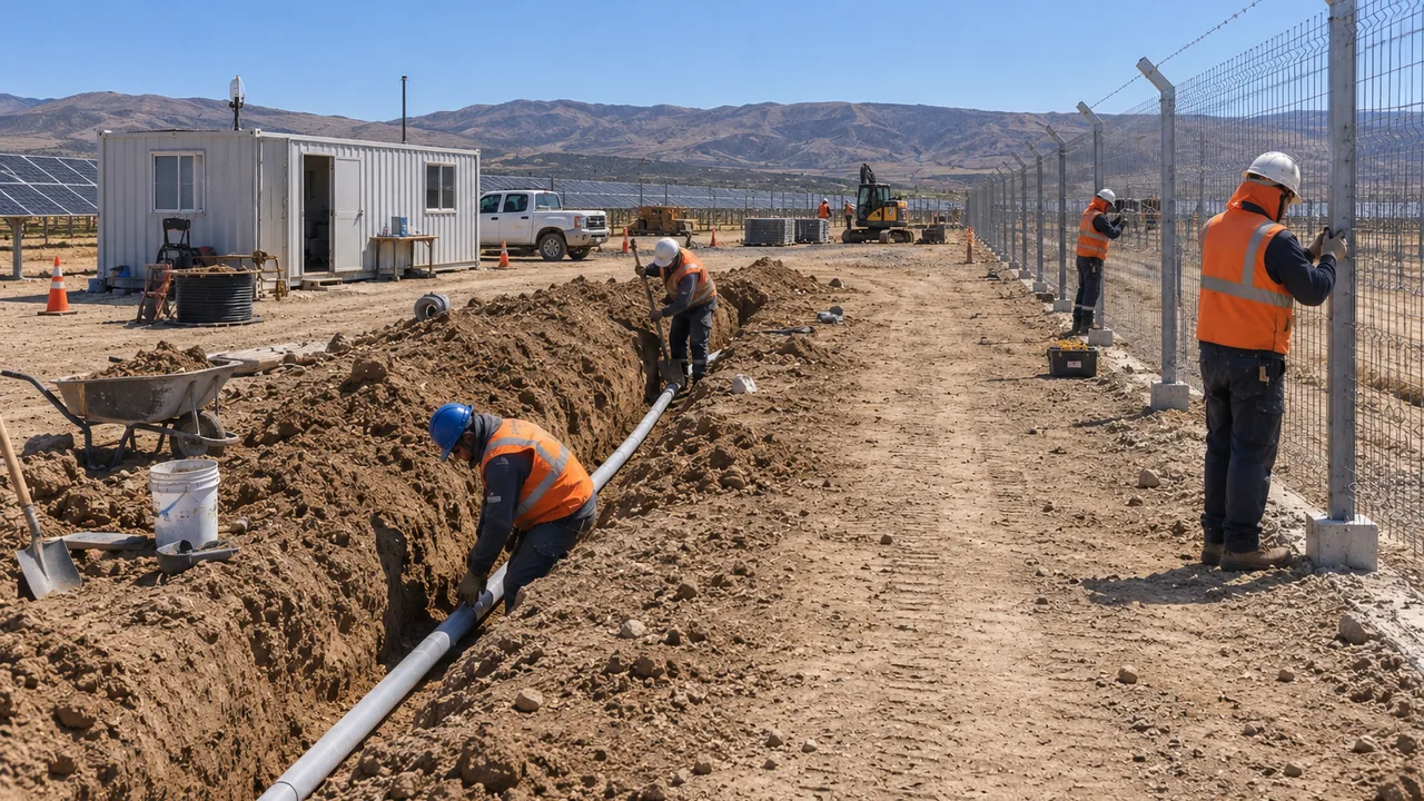 Obras civiles menores en el perímetro de una planta fotovoltaica.